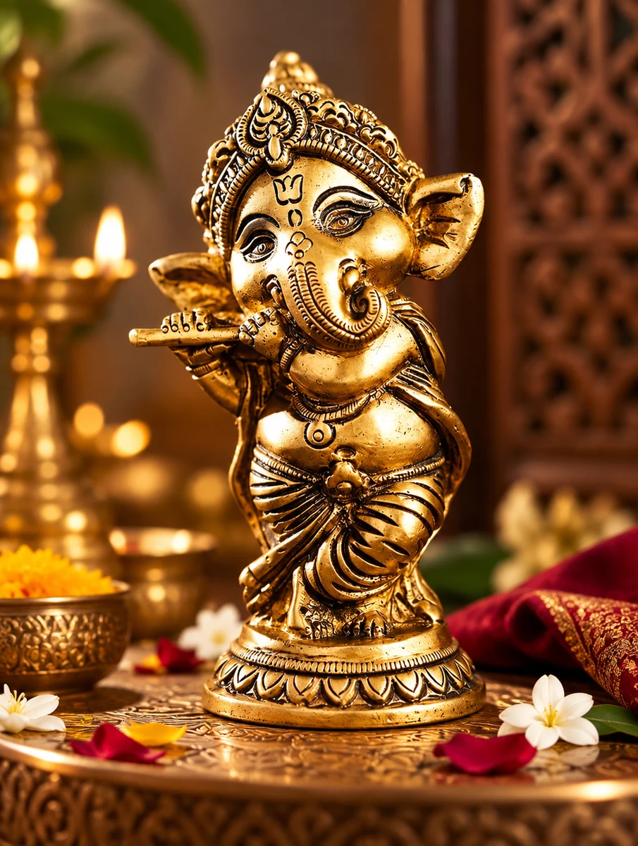 Bal Ganesha brass idol