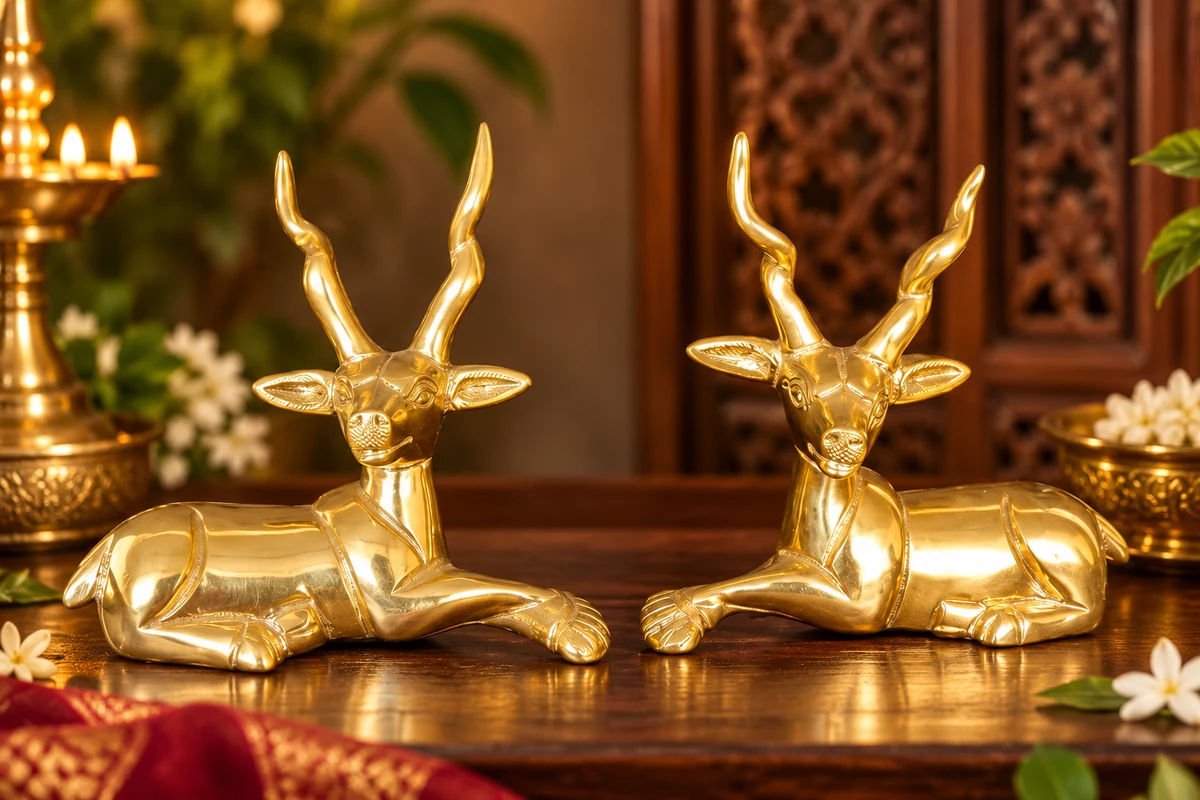 Brass deer pair